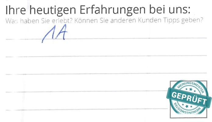 Digitalisierter Text des Meinungsmeister Bewertungsbogens