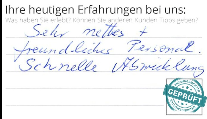 Digitalisierter Text des Meinungsmeister Bewertungsbogens