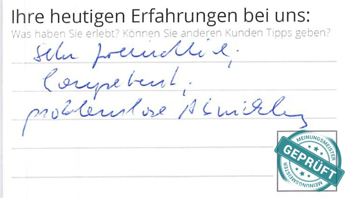 Digitalisierter Text des Meinungsmeister Bewertungsbogens