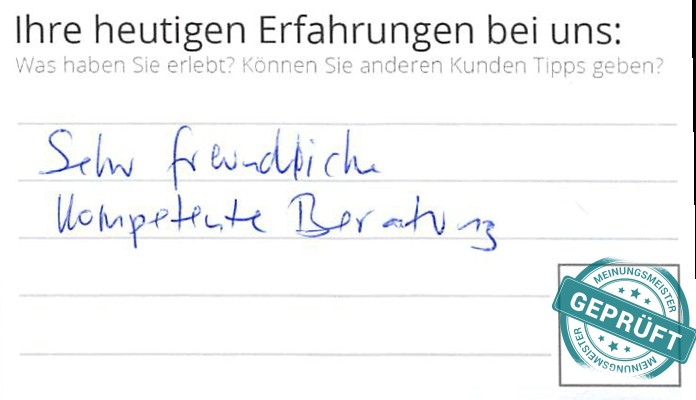 Digitalisierter Text des Meinungsmeister Bewertungsbogens