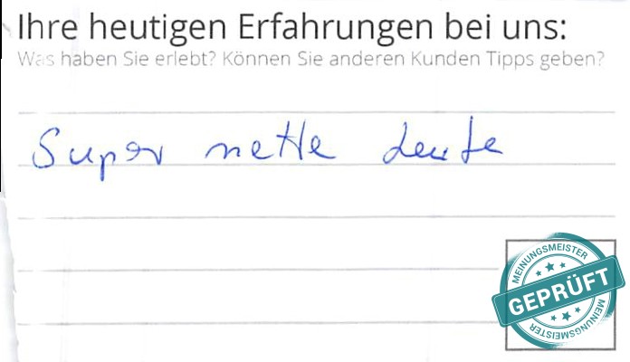 Digitalisierter Text des Meinungsmeister Bewertungsbogens