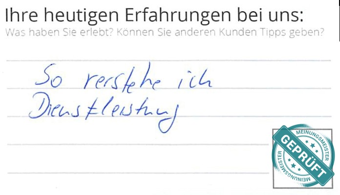 Digitalisierter Text des Meinungsmeister Bewertungsbogens