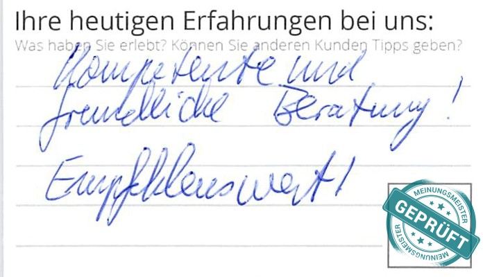 Digitalisierter Text des Meinungsmeister Bewertungsbogens