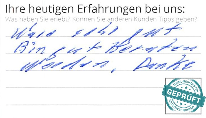 Digitalisierter Text des Meinungsmeister Bewertungsbogens