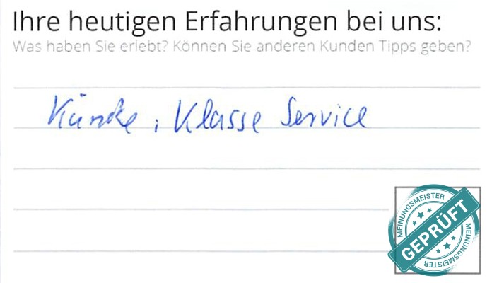 Digitalisierter Text des Meinungsmeister Bewertungsbogens