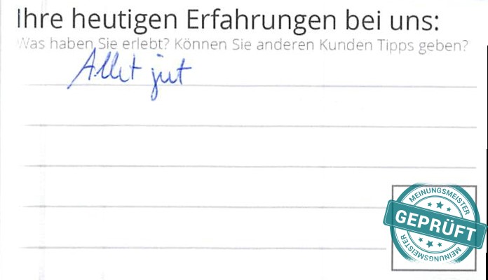 Digitalisierter Text des Meinungsmeister Bewertungsbogens