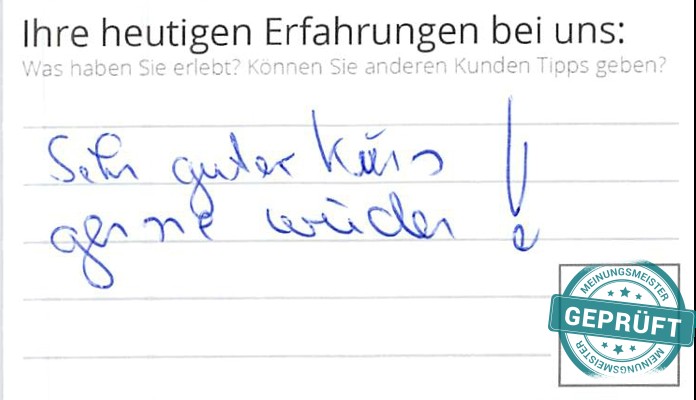 Digitalisierter Text des Meinungsmeister Bewertungsbogens