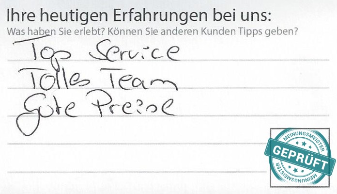 Digitalisierter Text des Meinungsmeister Bewertungsbogens