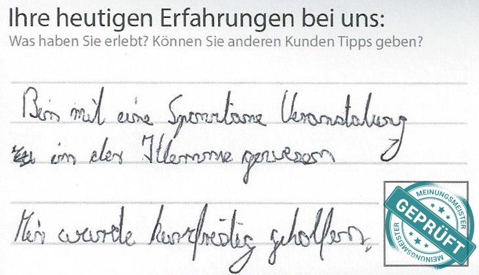 Digitalisierter Text des Meinungsmeister Bewertungsbogens