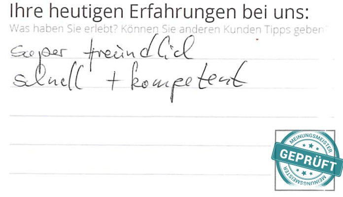 Digitalisierter Text des Meinungsmeister Bewertungsbogens