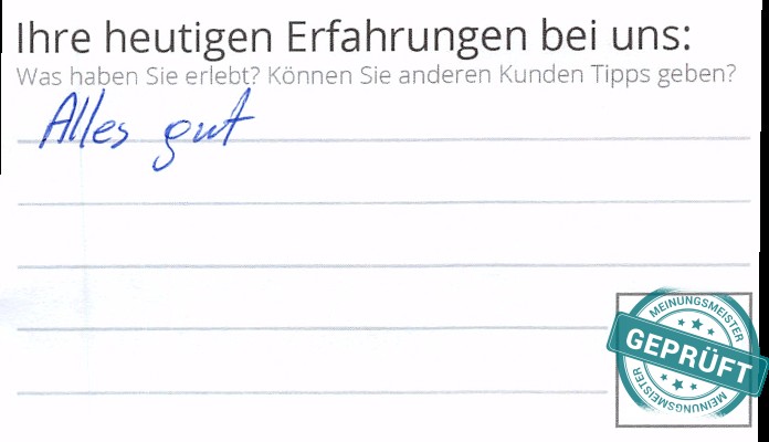 Digitalisierter Text des Meinungsmeister Bewertungsbogens