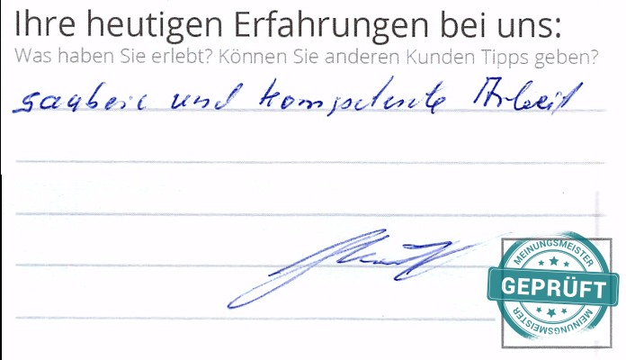 Digitalisierter Text des Meinungsmeister Bewertungsbogens