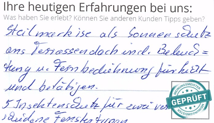 Digitalisierter Text des Meinungsmeister Bewertungsbogens