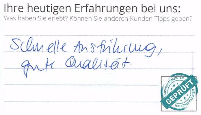 Digitalisierter Text des Meinungsmeister Bewertungsbogens