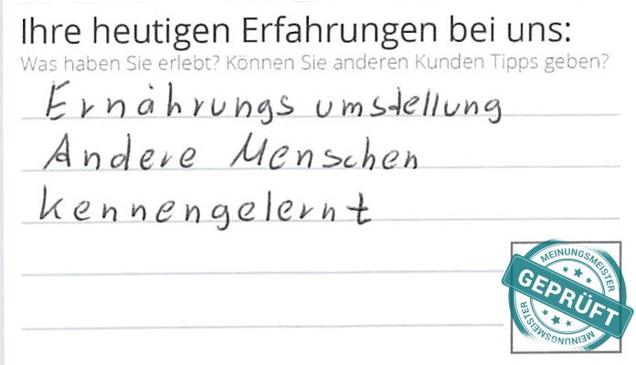 Digitalisierter Text des Meinungsmeister Bewertungsbogens