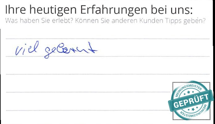 Digitalisierter Text des Meinungsmeister Bewertungsbogens