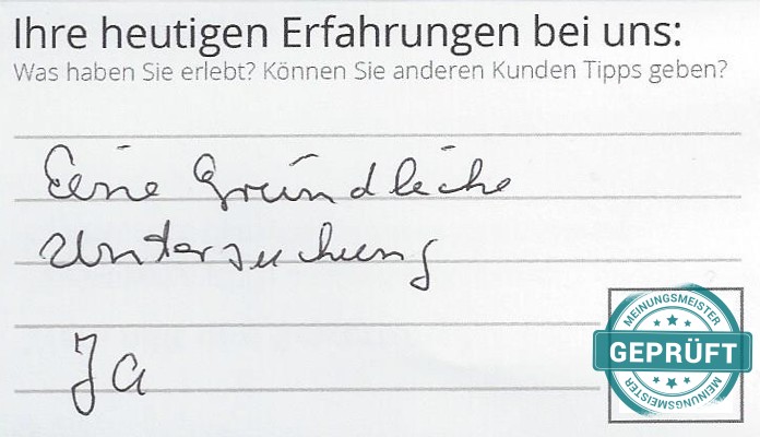 Digitalisierter Text des Meinungsmeister Bewertungsbogens