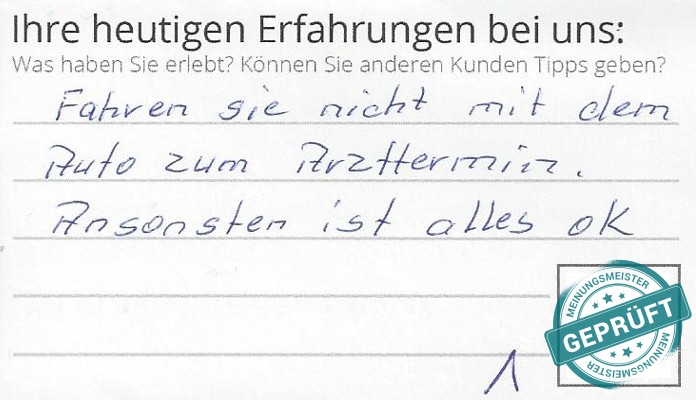 Digitalisierter Text des Meinungsmeister Bewertungsbogens