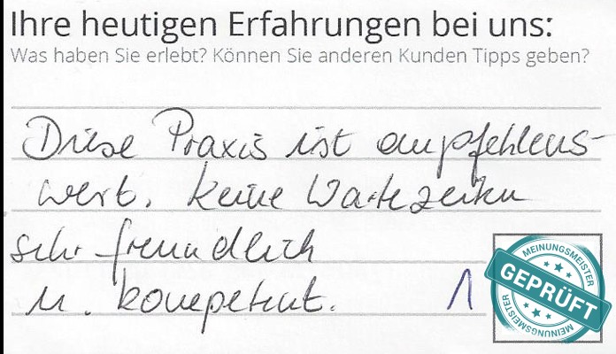 Digitalisierter Text des Meinungsmeister Bewertungsbogens