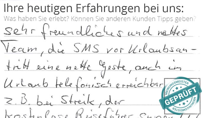 Digitalisierter Text des Meinungsmeister Bewertungsbogens