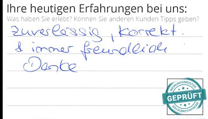 Digitalisierter Text des Meinungsmeister Bewertungsbogens