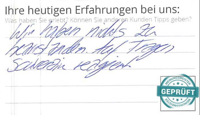 Digitalisierter Text des Meinungsmeister Bewertungsbogens