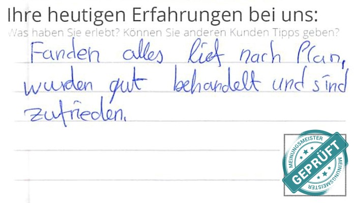 Digitalisierter Text des Meinungsmeister Bewertungsbogens