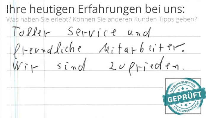 Digitalisierter Text des Meinungsmeister Bewertungsbogens
