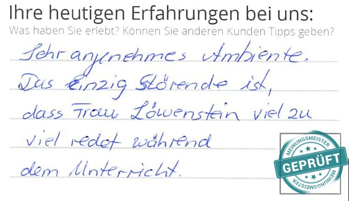 Digitalisierter Text des Meinungsmeister Bewertungsbogens