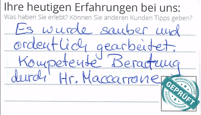 Digitalisierter Text des Meinungsmeister Bewertungsbogens