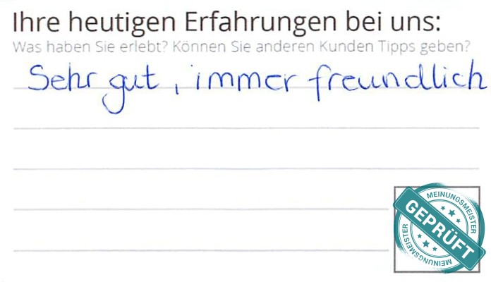 Digitalisierter Text des Meinungsmeister Bewertungsbogens