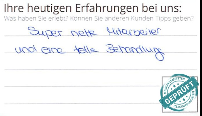 Digitalisierter Text des Meinungsmeister Bewertungsbogens