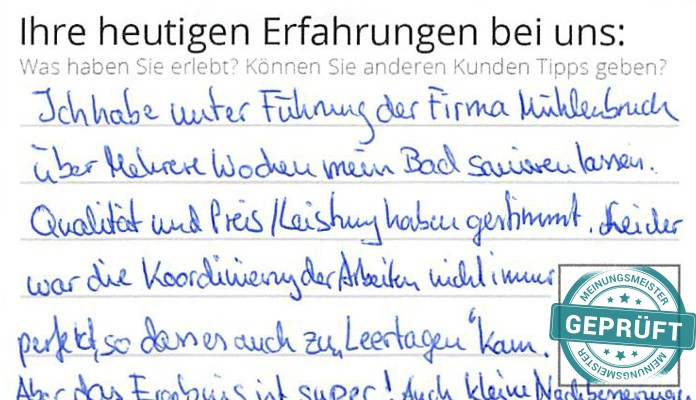 Digitalisierter Text des Meinungsmeister Bewertungsbogens