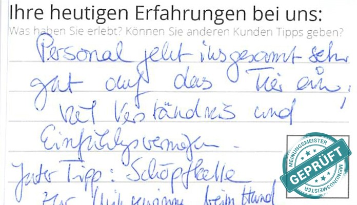 Digitalisierter Text des Meinungsmeister Bewertungsbogens