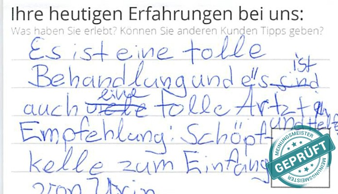 Digitalisierter Text des Meinungsmeister Bewertungsbogens