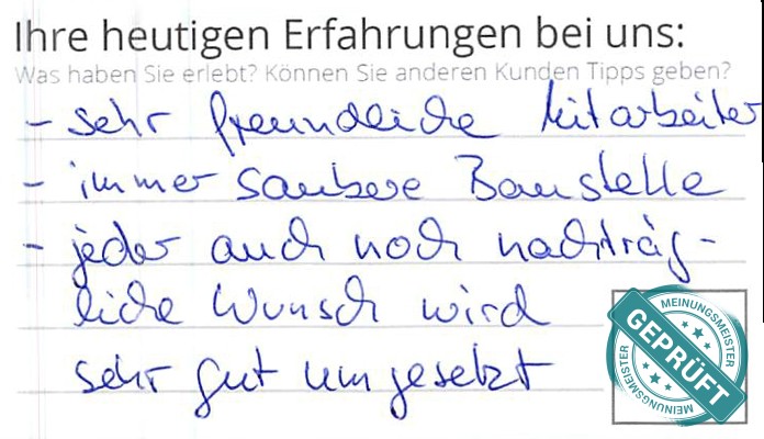 Digitalisierter Text des Meinungsmeister Bewertungsbogens