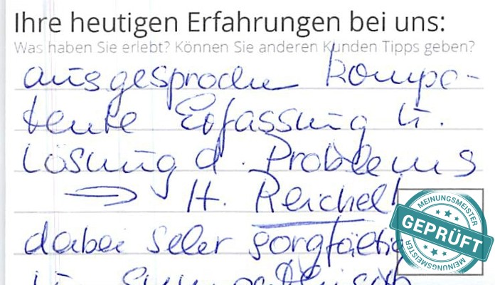 Digitalisierter Text des Meinungsmeister Bewertungsbogens