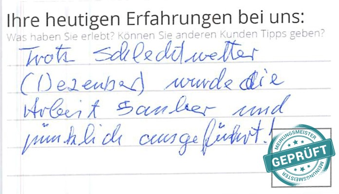 Digitalisierter Text des Meinungsmeister Bewertungsbogens