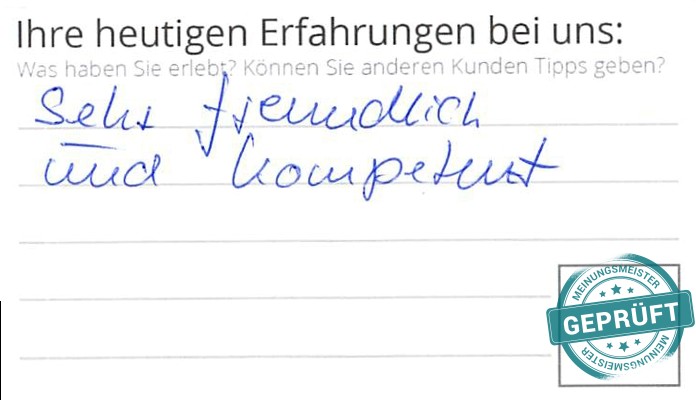 Digitalisierter Text des Meinungsmeister Bewertungsbogens