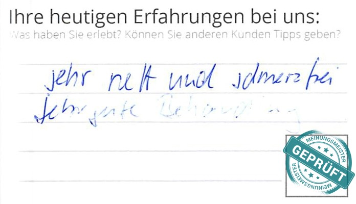 Digitalisierter Text des Meinungsmeister Bewertungsbogens