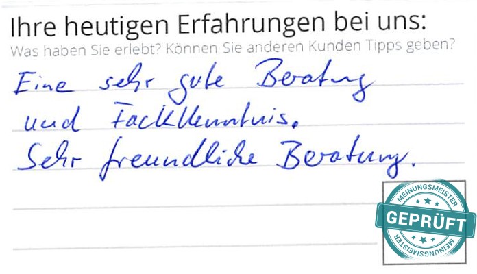 Digitalisierter Text des Meinungsmeister Bewertungsbogens