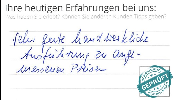 Digitalisierter Text des Meinungsmeister Bewertungsbogens