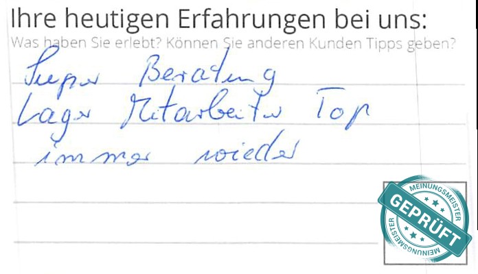 Digitalisierter Text des Meinungsmeister Bewertungsbogens