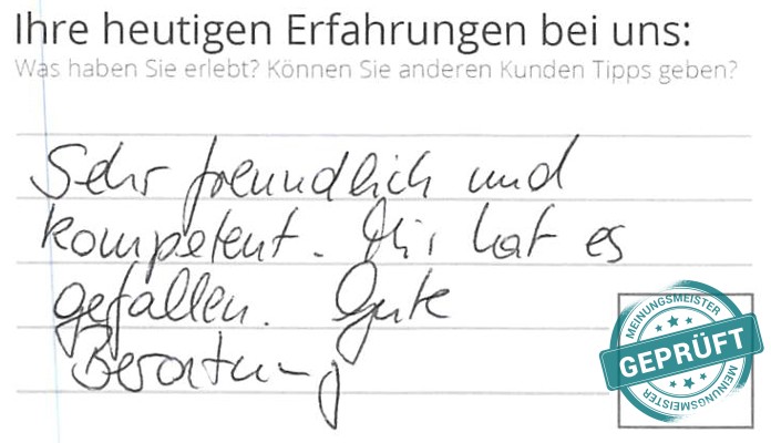 Digitalisierter Text des Meinungsmeister Bewertungsbogens