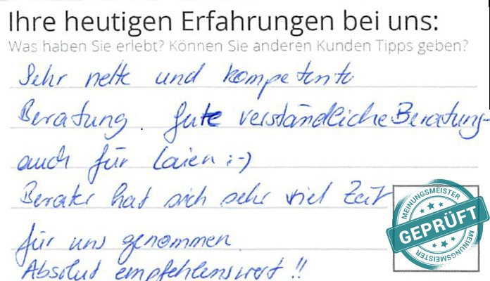 Digitalisierter Text des Meinungsmeister Bewertungsbogens