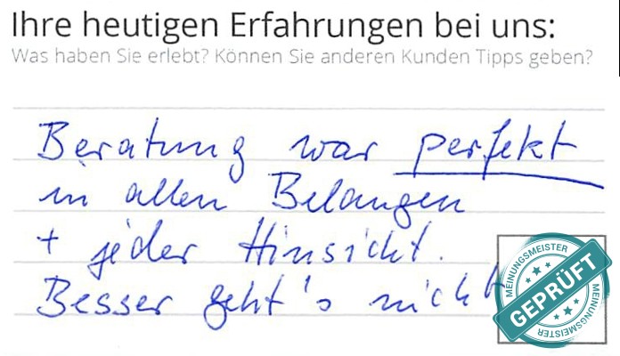 Digitalisierter Text des Meinungsmeister Bewertungsbogens