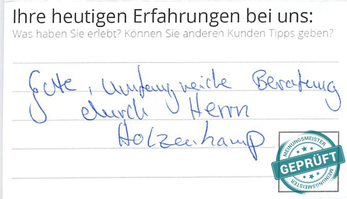 Digitalisierter Text des Meinungsmeister Bewertungsbogens