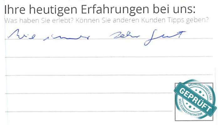 Digitalisierter Text des Meinungsmeister Bewertungsbogens