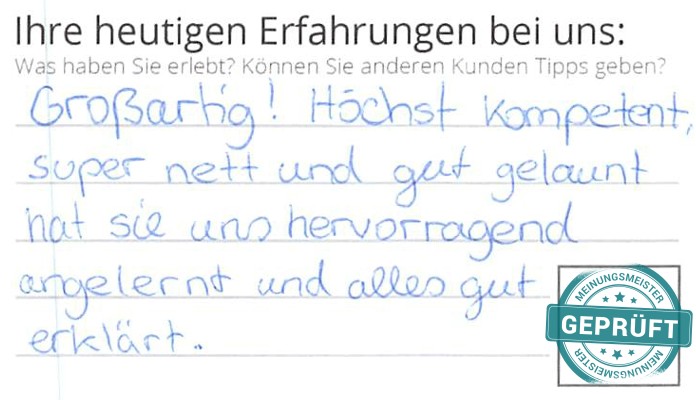 Digitalisierter Text des Meinungsmeister Bewertungsbogens