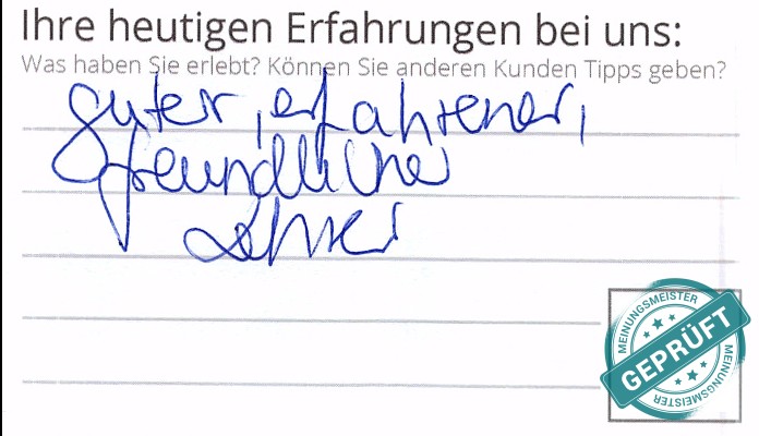 Digitalisierter Text des Meinungsmeister Bewertungsbogens